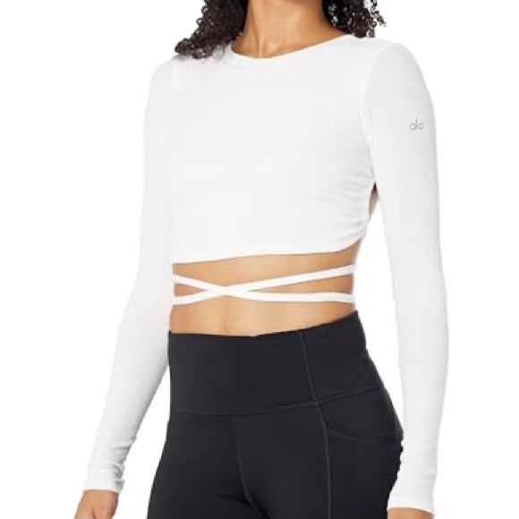 Alo White Wrap it Up Long Sleeve Size S - Picture 1 of 2